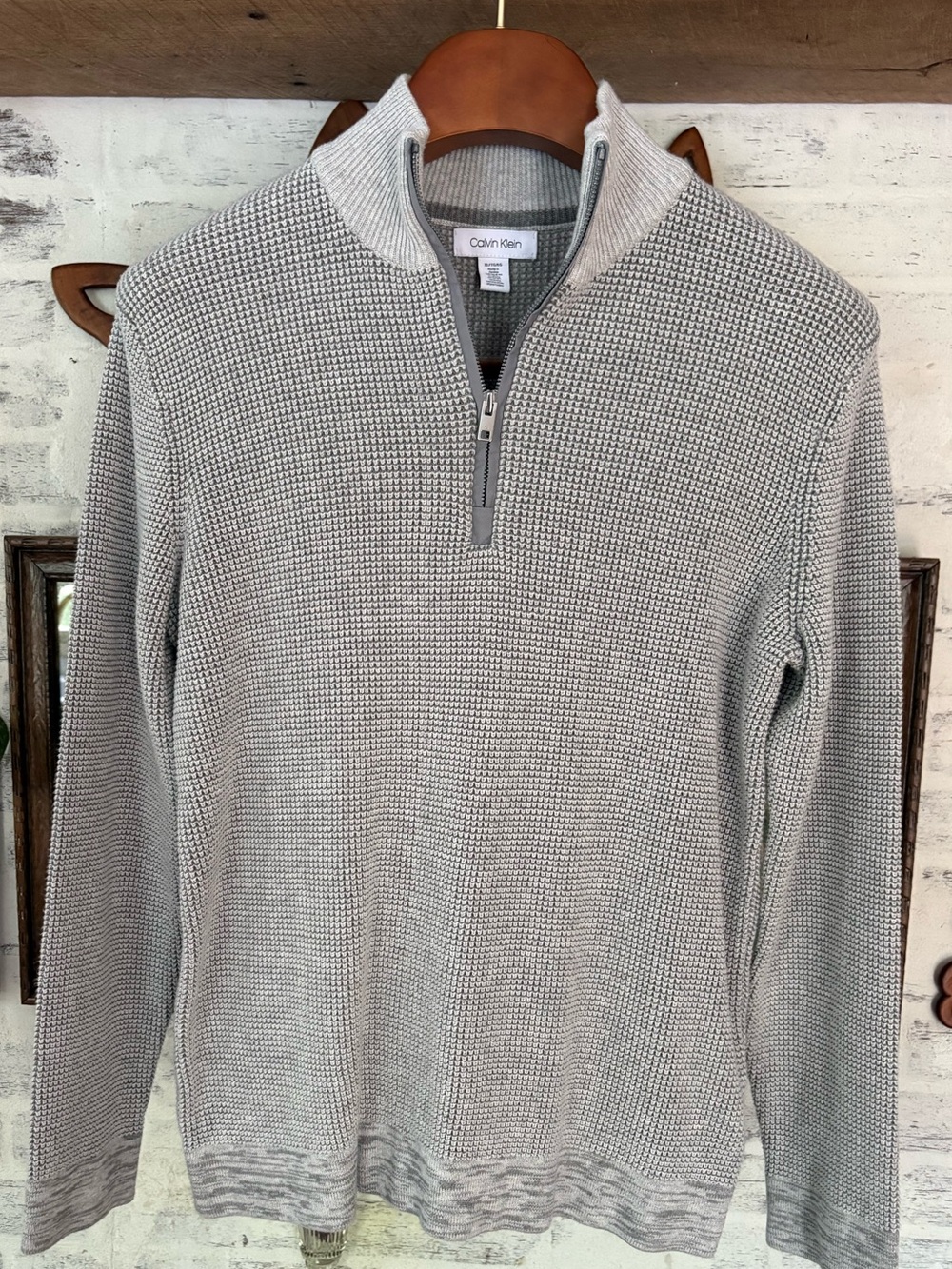 Calvin Klein Men's Heather Gray Half-Zip Knit Sweater